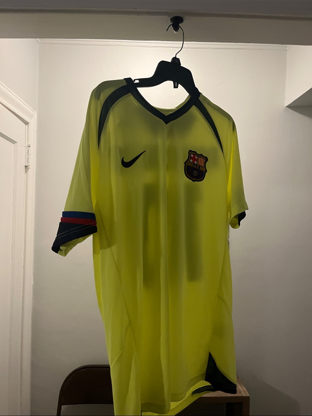 Nike Neon Yellow FC Barcelona Away Jersey with Black Accents